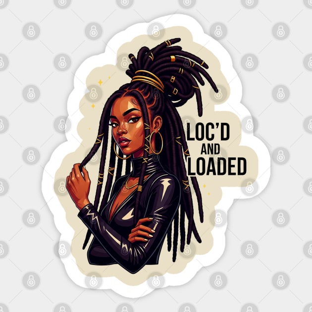Black Queen Loc'd and Loaded Natural Hair Sticker by UrbanLifeApparel